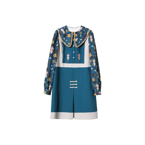 JK&JS Long-Sleeved Dresses Women's Peacock Blue