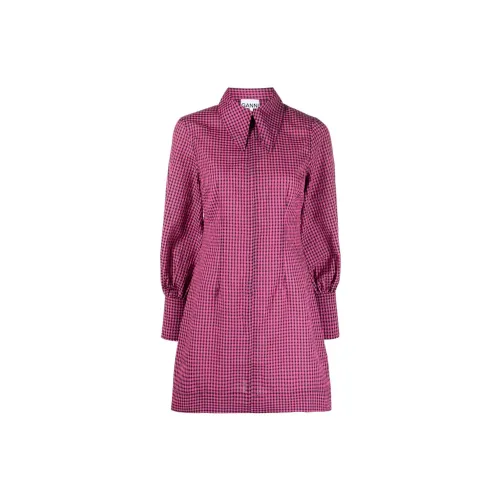 GANNI Long-Sleeved Dresses Women's Fuchsia