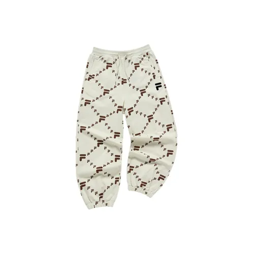 FILA FUSION TOKYO STUDIO Knitted Sweatpants Women's Imitation Antique White