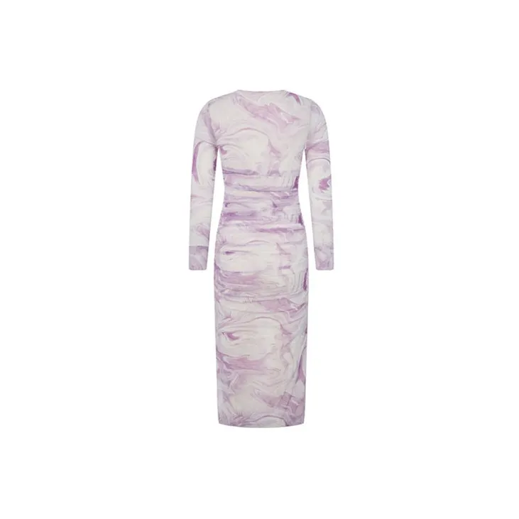 GANNI Long-Sleeved Dresses Women's White Purple-1