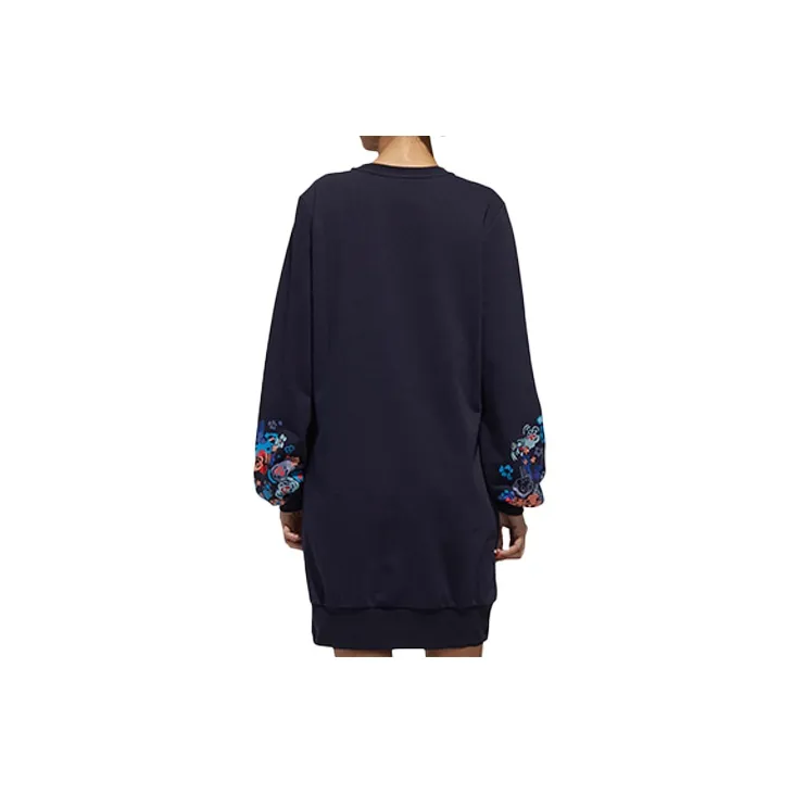 Adidas Neo Long Sleeved Dresses Women's Navy Blue Blue-1