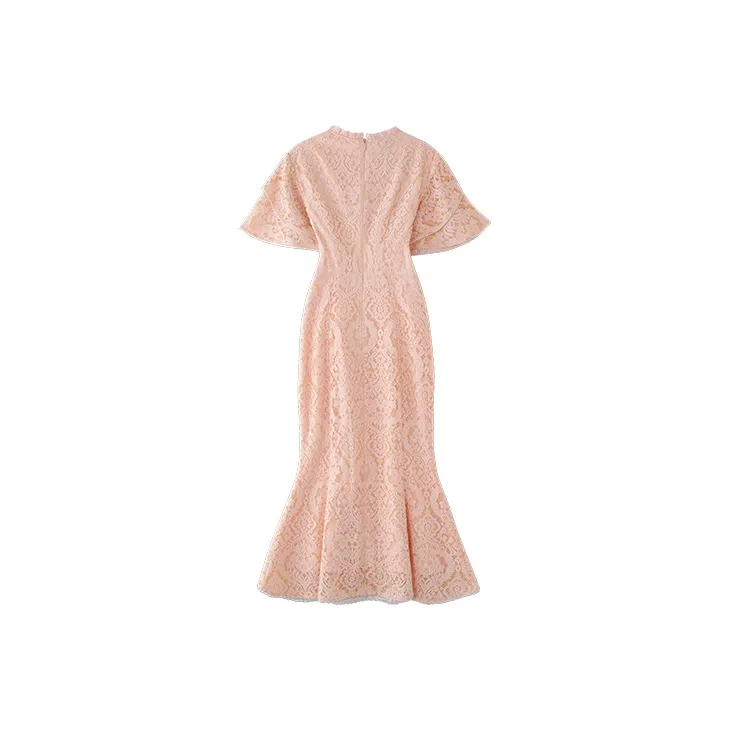 JINYE ORIENTAL Fishtail Dress Dress Coral Pink-1