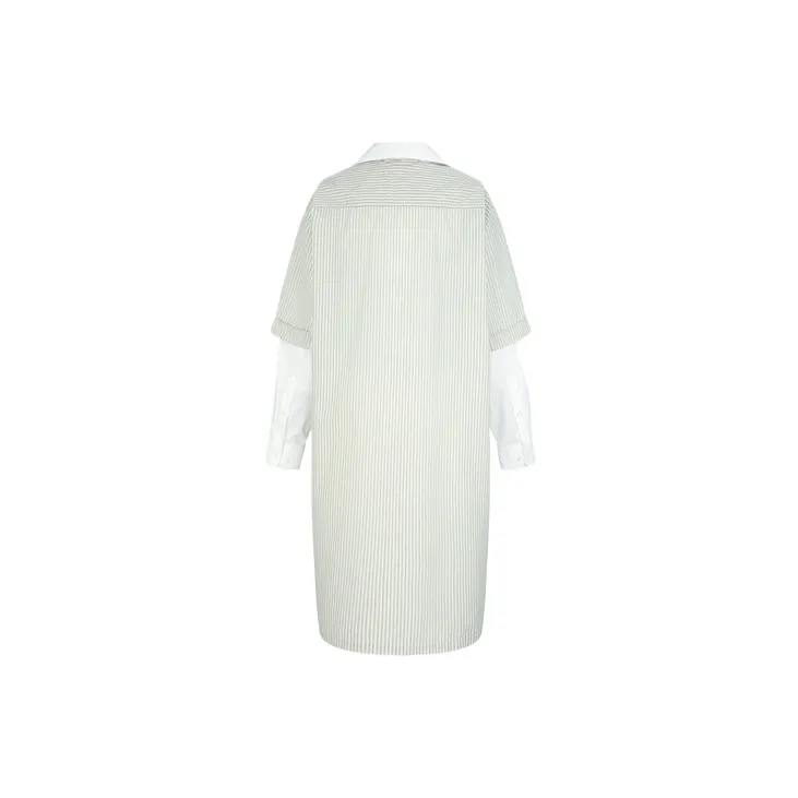 MM6 Maison Margiela Long Sleeved Dresses Women's Gray Green-1