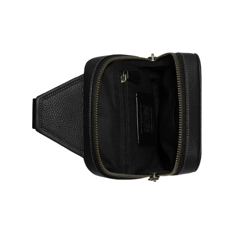 COACH Sullivan Refined Pebbled Leather With Canvas Shoulder Bag Crossbody Bag Small Size Men's Charcoal Black-2