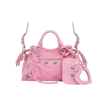 Balenciaga Neo Cagole Washable Frayed Denim Handbag Shoulder Bag Crossbody Bag Extra Small Women's Pink