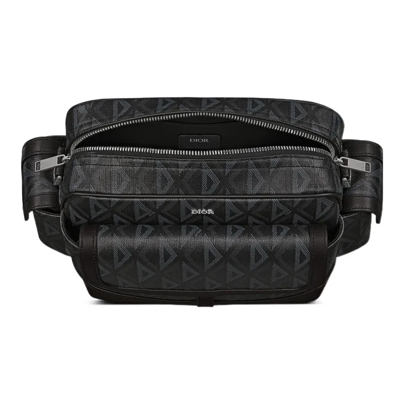 DIOR CD Diamond Canvas With Smooth Calfskin Messenger Bag Handbag Shoulder Bag Crossbody Bag Men's Black-2
