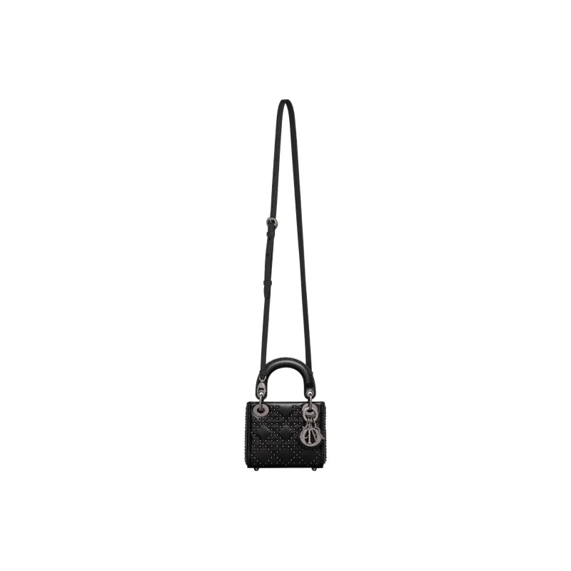 DIOR Lady Dior Sheepskin DaiFeng Bag One Shoulder Handbag Mini Women's Black-3