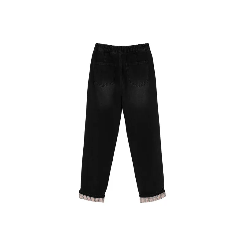 MEETLADY Straight Jeans Women's Black Gray Color-1