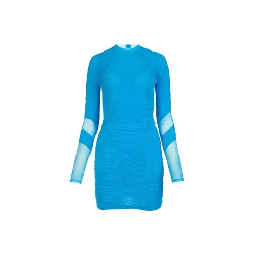 Marine Serre Long-Sleeved Dresses Women's Blue