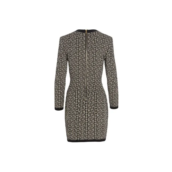 BALMAIN All-Over Monogram Printed Mini Dress-1