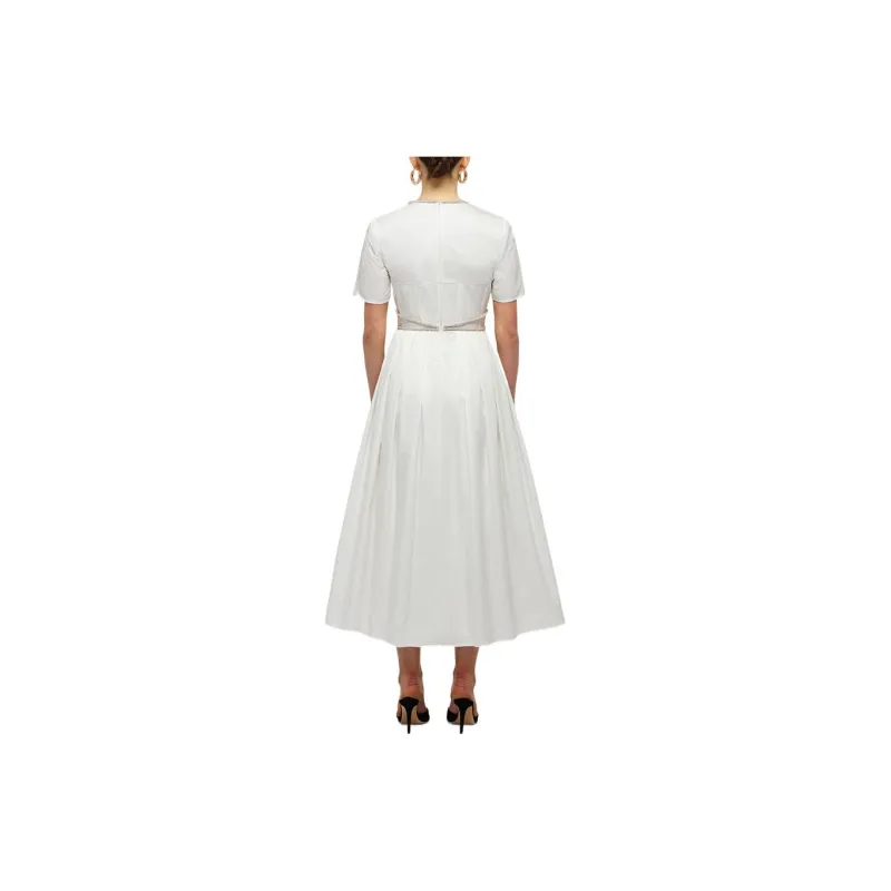 Self portrait Short Sleeved Dress Women's Pure White-1