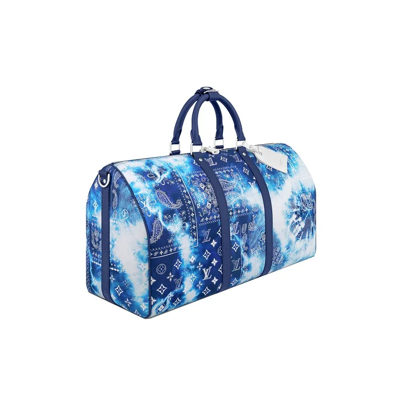 LOUIS VUITTON Keepall 50B Monogram Bandana Bleached Blue-2