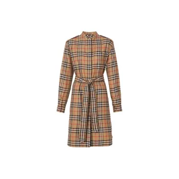 Burberry Kari Vintage Checked TIe Waist Shirt Dress