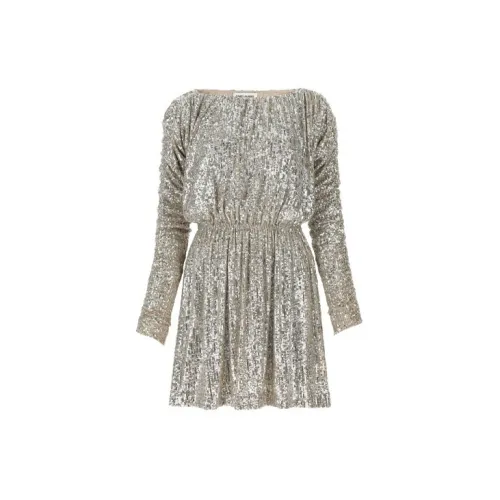 SAINT LAURENT Long-Sleeved Dresses Women's Silver