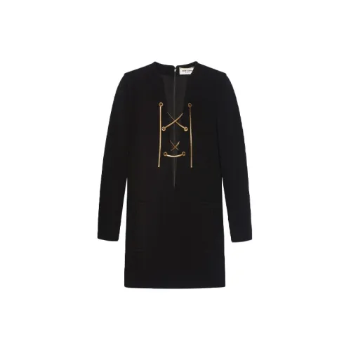 SAINT LAURENT Long-Sleeved Dresses Women's Black