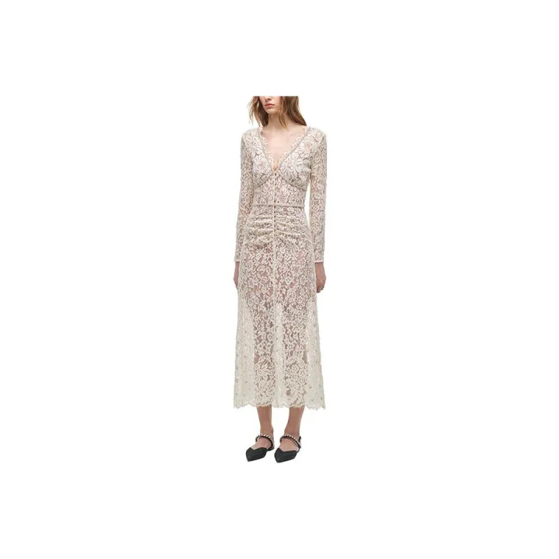 Self-portrait Long-Sleeved Dresses Women's White-1