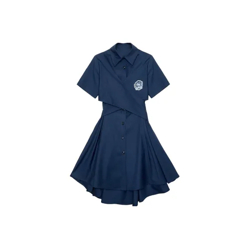 Garbege Short Sleeved Dresses Women's Navy Blue