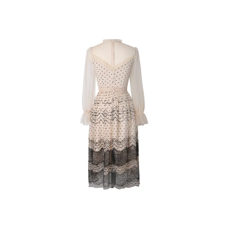 JINYE ORIENTAL A Line Skirt Dress Apricot Black-1