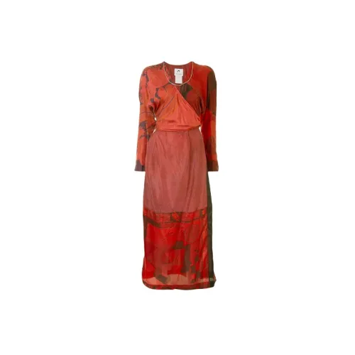 Marine Serre Long-Sleeved Dresses Women's Red