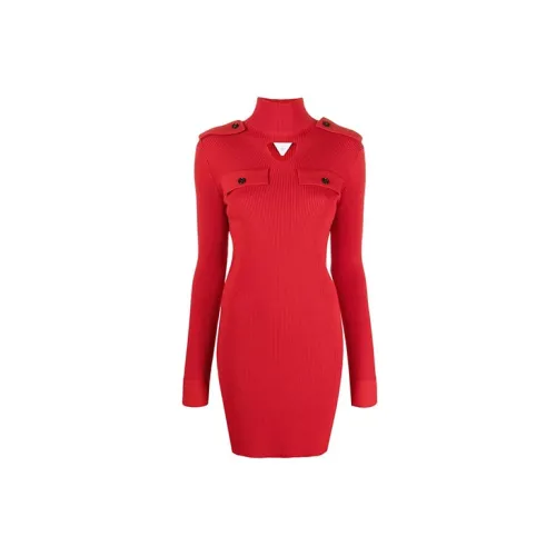 Bottega Veneta Long-Sleeved Dresses Women's Red