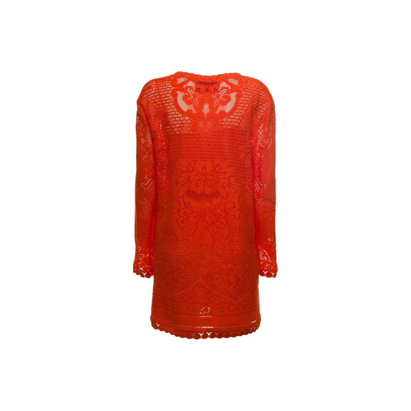Valentino Long-Sleeved Dresses Women's Red-1