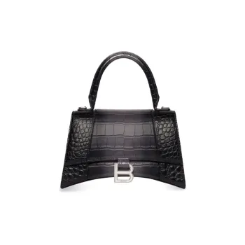 Balenciaga Hourglass Cow Leather Hourglass Bag Handbag Crossbody Bag Shoulder Bag Small Size Women's Black