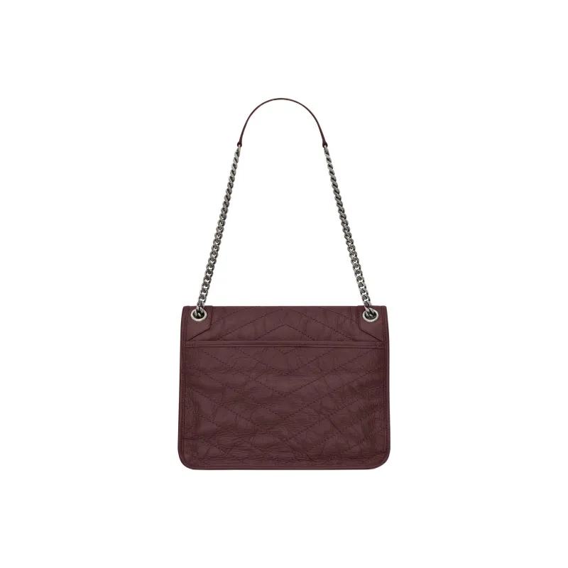 SAINT LAURENT Leather Hobo Bag Crossbody Bag Shoulder Bag Women's Regimental Red-1