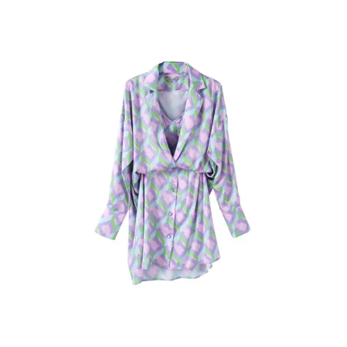 Amyenjoylife Long-Sleeved Dresses Women's Purple