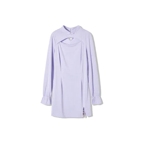 SEENFAAN Long-Sleeved Dresses Women's Light Purple