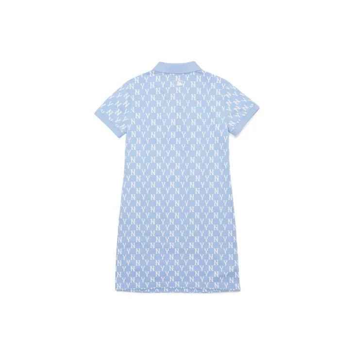 MLB Base Logo Short Sleeved Dresses Women's Light Blue-1