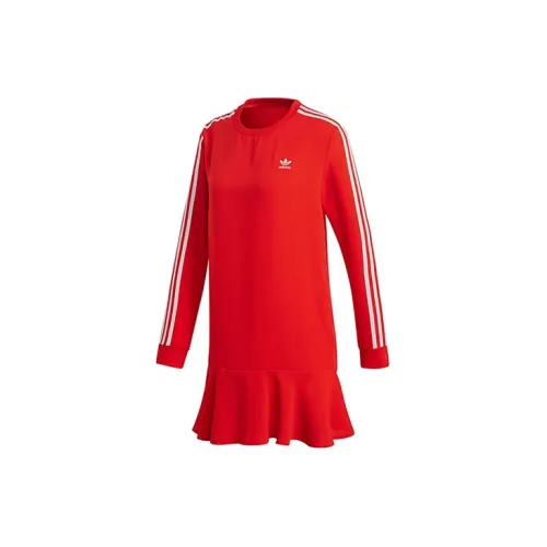 Adidas Originals Long-Sleeved Dresses Women's Red