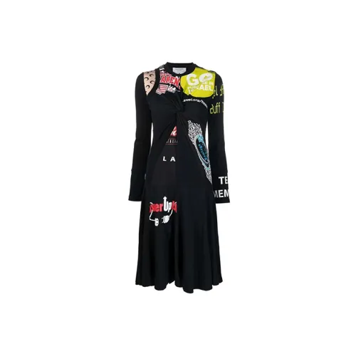 Marine Serre Long-Sleeved Dresses Women's Black