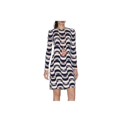 CHANEL Long-Sleeved Dresses Women's Pink/Blue Multicolor