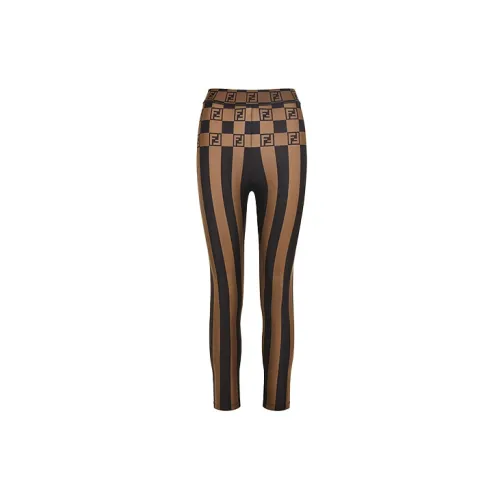 FENDI Leggings Women's Brown Black