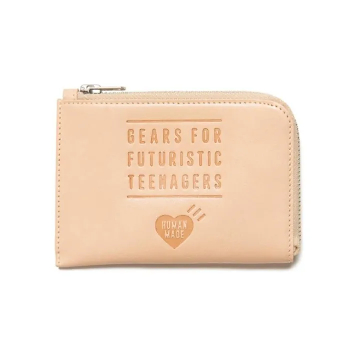 HUMAN MADE Cow Leather Coin Purse Wallet Women's Beige Yellow-0