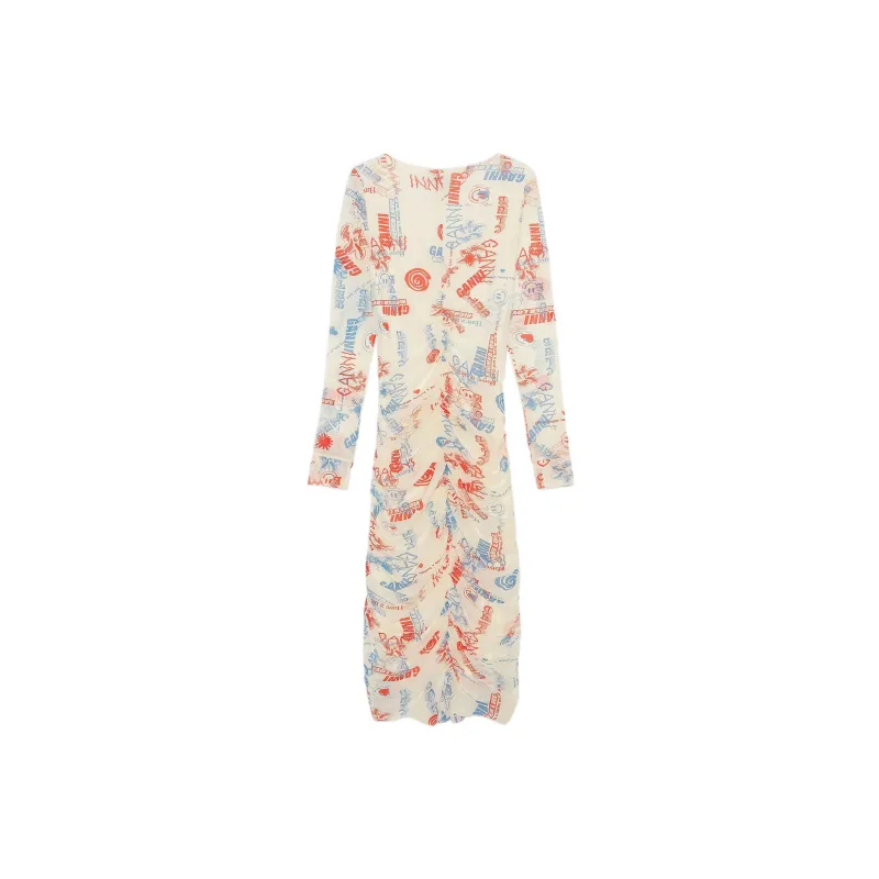 GANNI Long-Sleeved Dresses Women's White-1