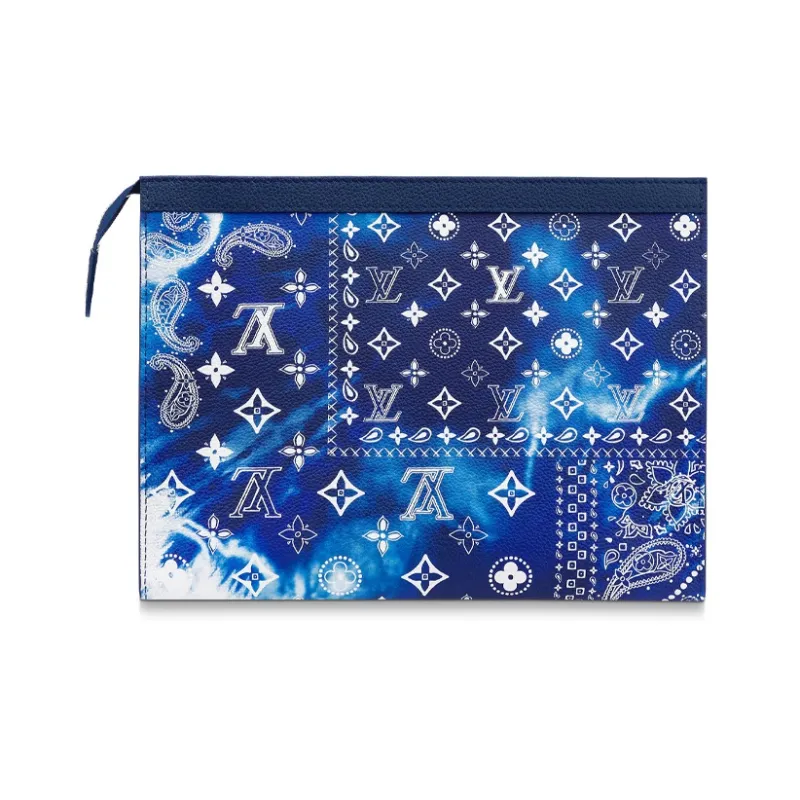 LOUIS VUITTON Pochette Voyage Mm Monogram Bandana Bleached Blue-2