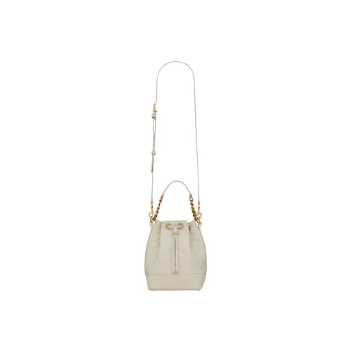 SAINT LAURENT Sheepskin Bucket Bag Crossbody Handbag Shoulder Bag Regular Women's White