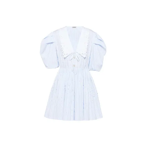 MIU MIU Short-Sleeved Dresses Women's White