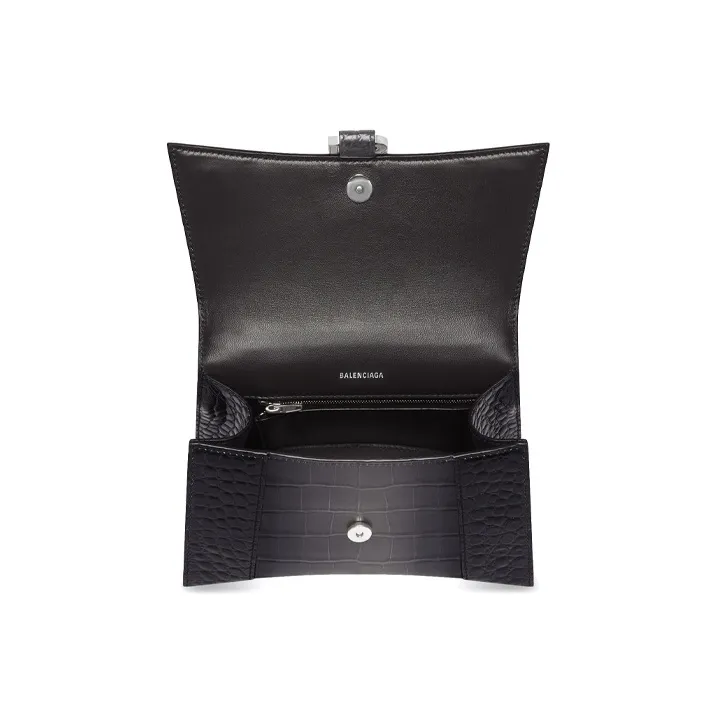 Balenciaga Hourglass Cow Leather Hourglass Bag Handbag Crossbody Bag Shoulder Bag Small Size Women's Black-4