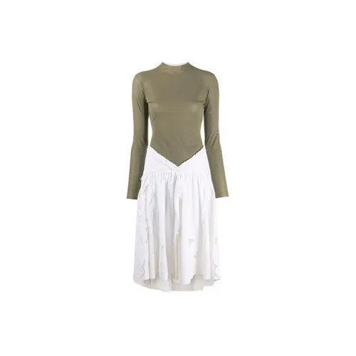 Marine Serre Long-Sleeved Dresses Women's Green