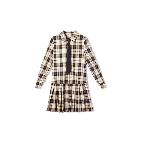 MITUAN Long-Sleeved Dresses Women's Plaid