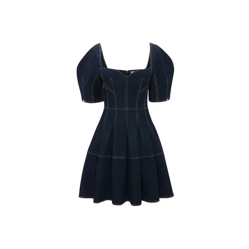 Alexander McQueen Short-Sleeved Dresses Women's Blue