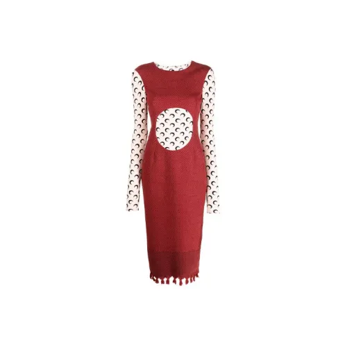 Marine Serre Long-Sleeved Dresses Women's Red