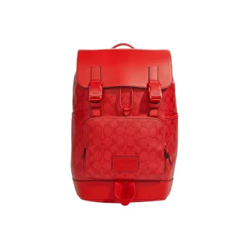 COACH Track Canvas With Leather Backpack Large Size Men's Red