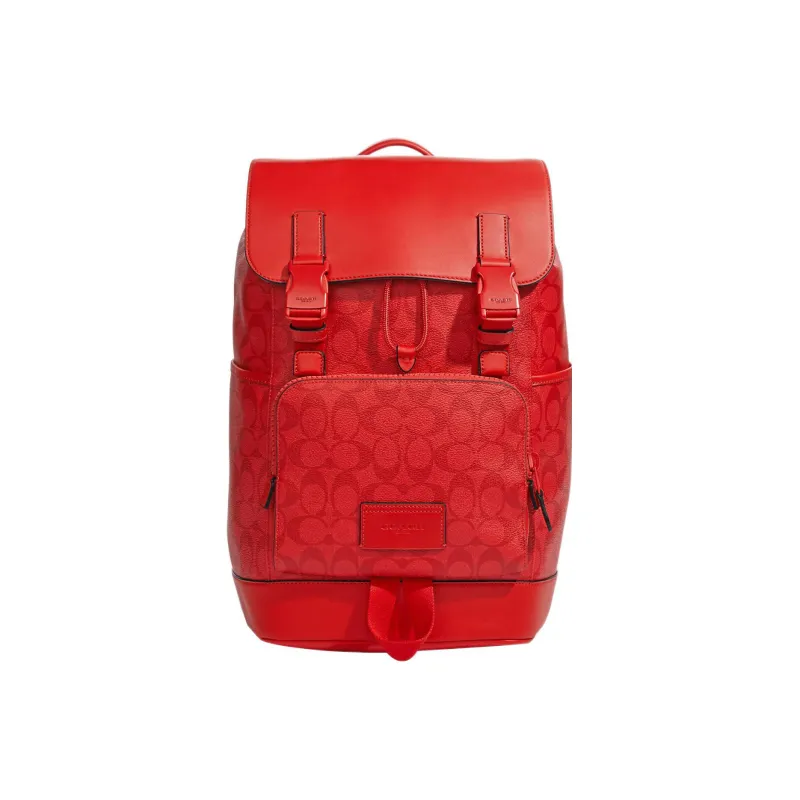 COACH Track Canvas With Leather Backpack Tubas Men's Red-0
