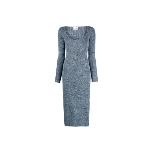 GANNI Long-Sleeved Dresses Women's Gray Blue