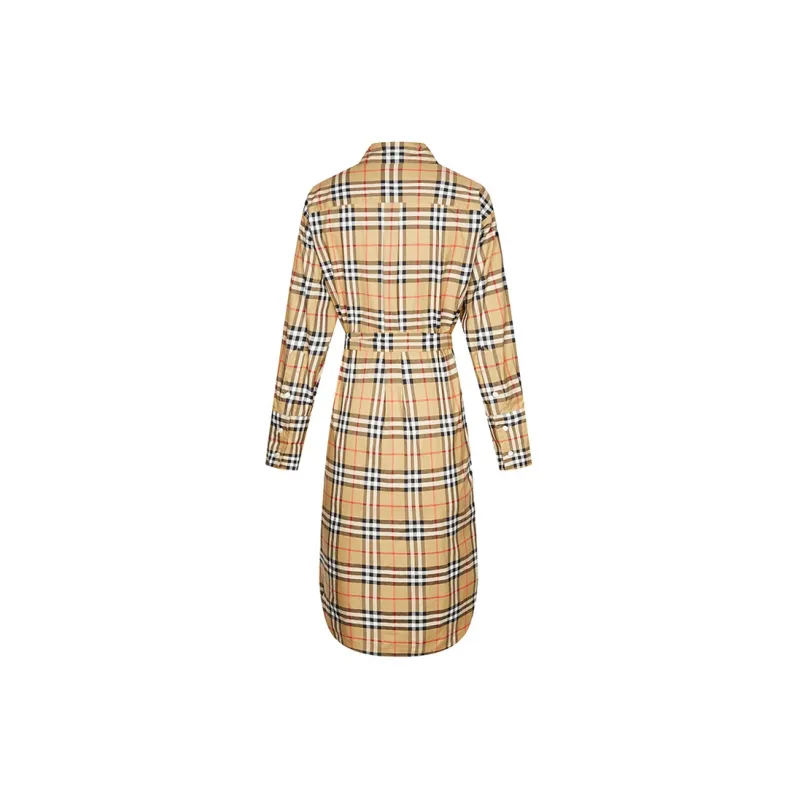 Burberry Vintage Check Pattern Belted Shirt Dress-1