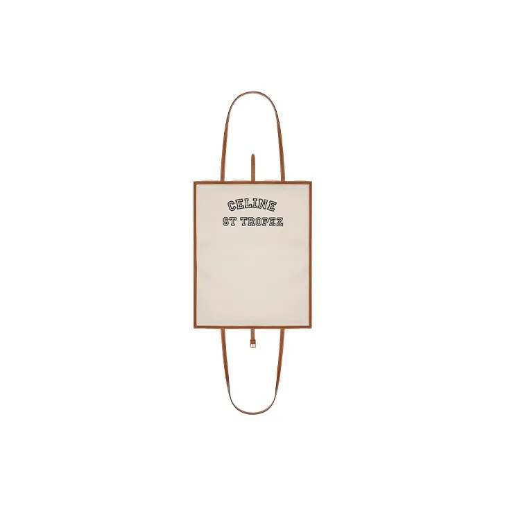 CELINE Textile With Cow Leather Patchwork Portable Crossbody Bag Shoulder Bag Women's Natural Brown-4