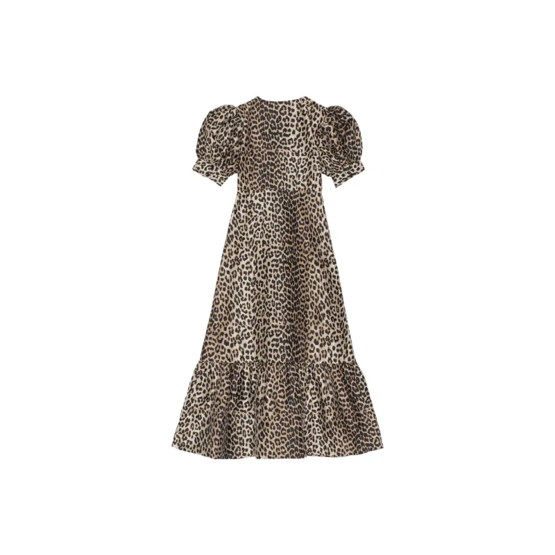 GANNI Short-Sleeved Dresses Women's Brown-1